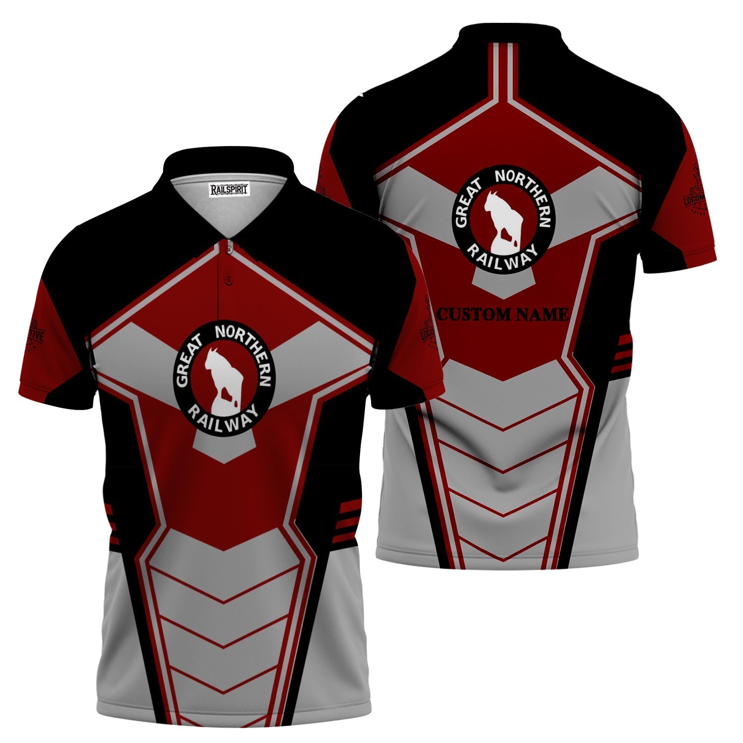Railspirit Personalized Great Northern Railway Polo Shirt Engine-Inspired Style GNR Train Shirt for Railroad Fanatic