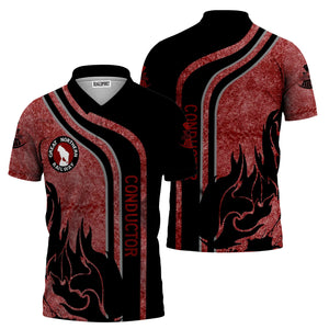 Railspirit Personalized Great Northern Railway Polo Shirt Flame Design with Custom Job Position GNR Train Shirt