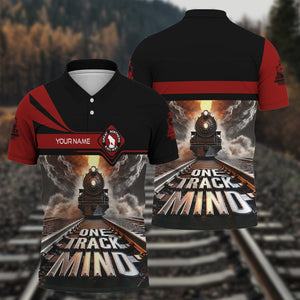 Railspirit Personalized Great Northern Railway Polo Shirt One Track Mind GNR Train Printed Shirt