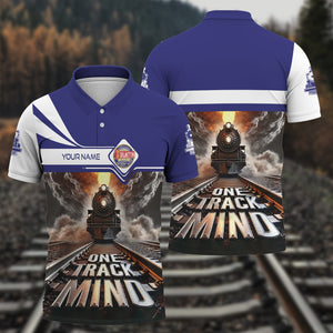 Railspirit Personalized Chicago, Burlington and Quincy Railroad Polo Shirt One Track Mind Train Printed Shirt