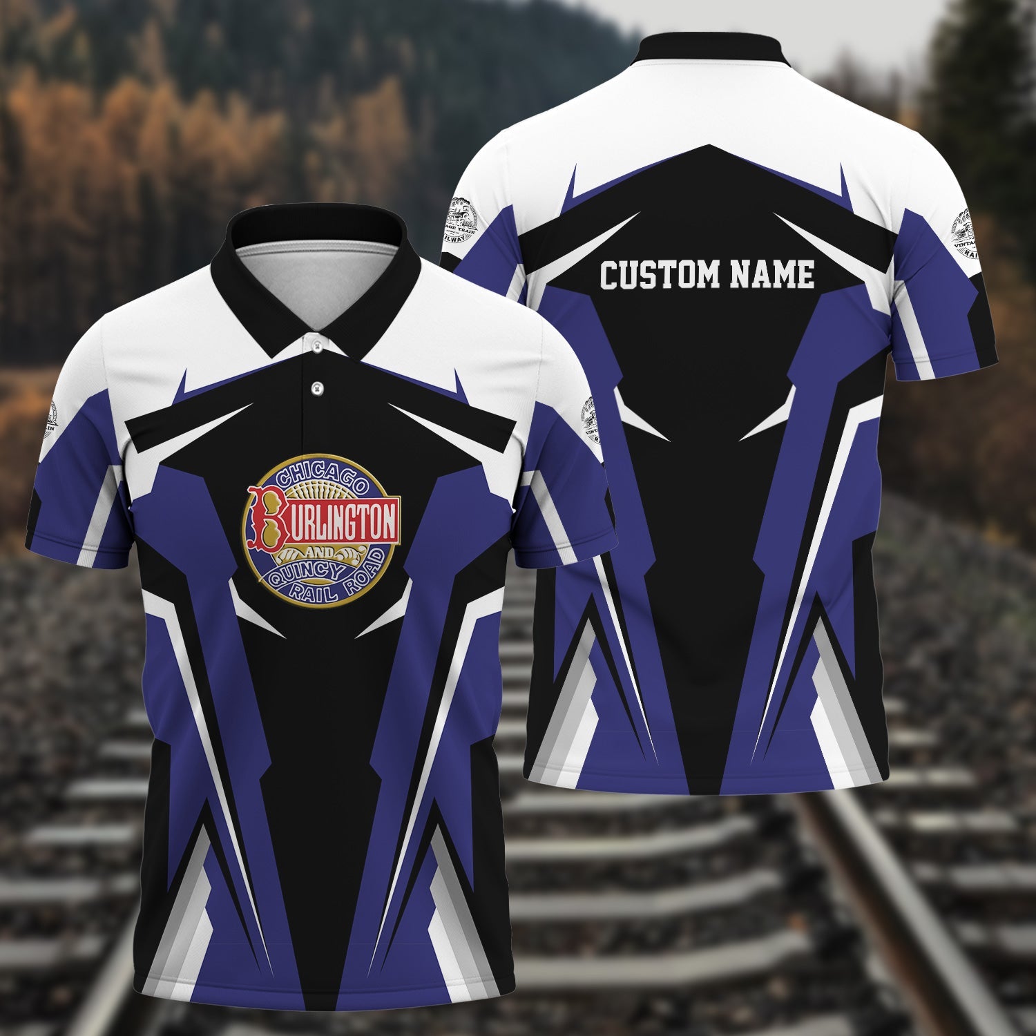 Railspirit Personalized Chicago, Burlington and Quincy Railroad Polo Shirt Strong Line Style Train Unisex Shirt All Over Print