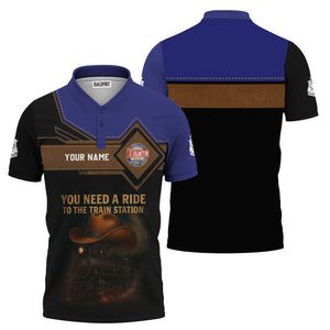 Railspirit Personalized Chicago, Burlington and Quincy Railroad Polo Shirt You Need A Ride To The Train Station Shirt For Train Lovers