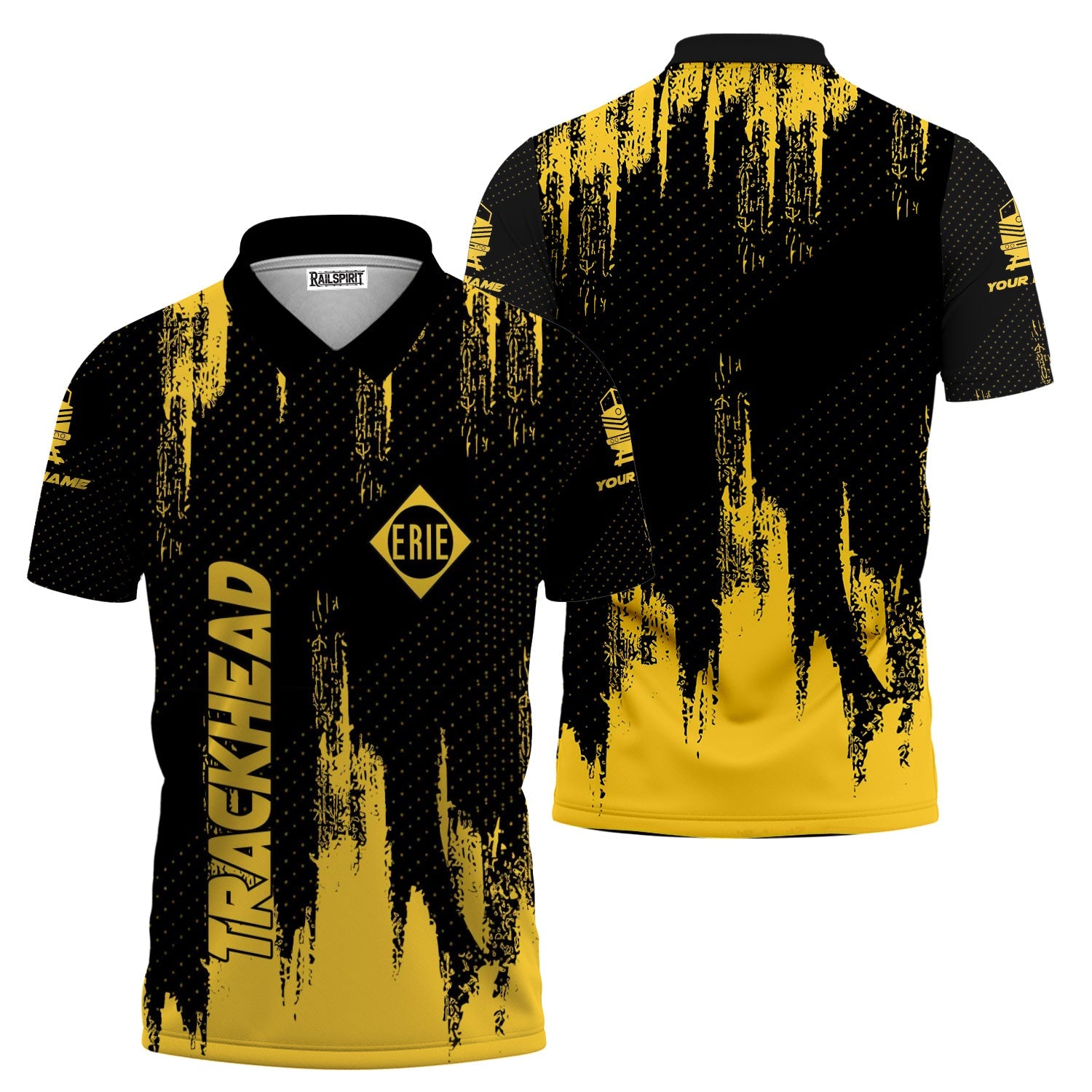 Railspirit Personalized Erie Railroad Polo Shirt Paint Impact Design Train Shirt for Trackhead