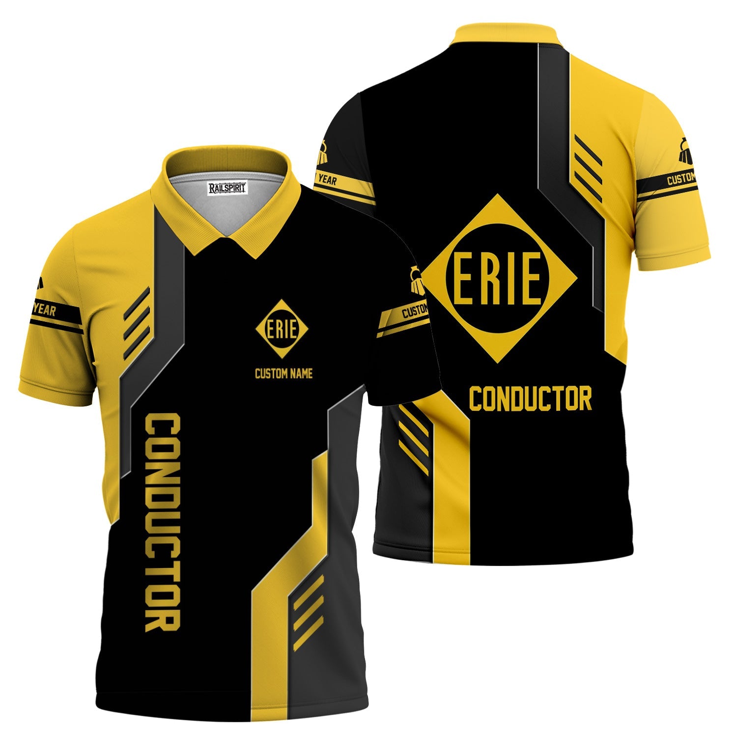 Railspirit Personalized Erie Railroad Polo Shirt Unique Railway Style with Custom Job Train Shirt