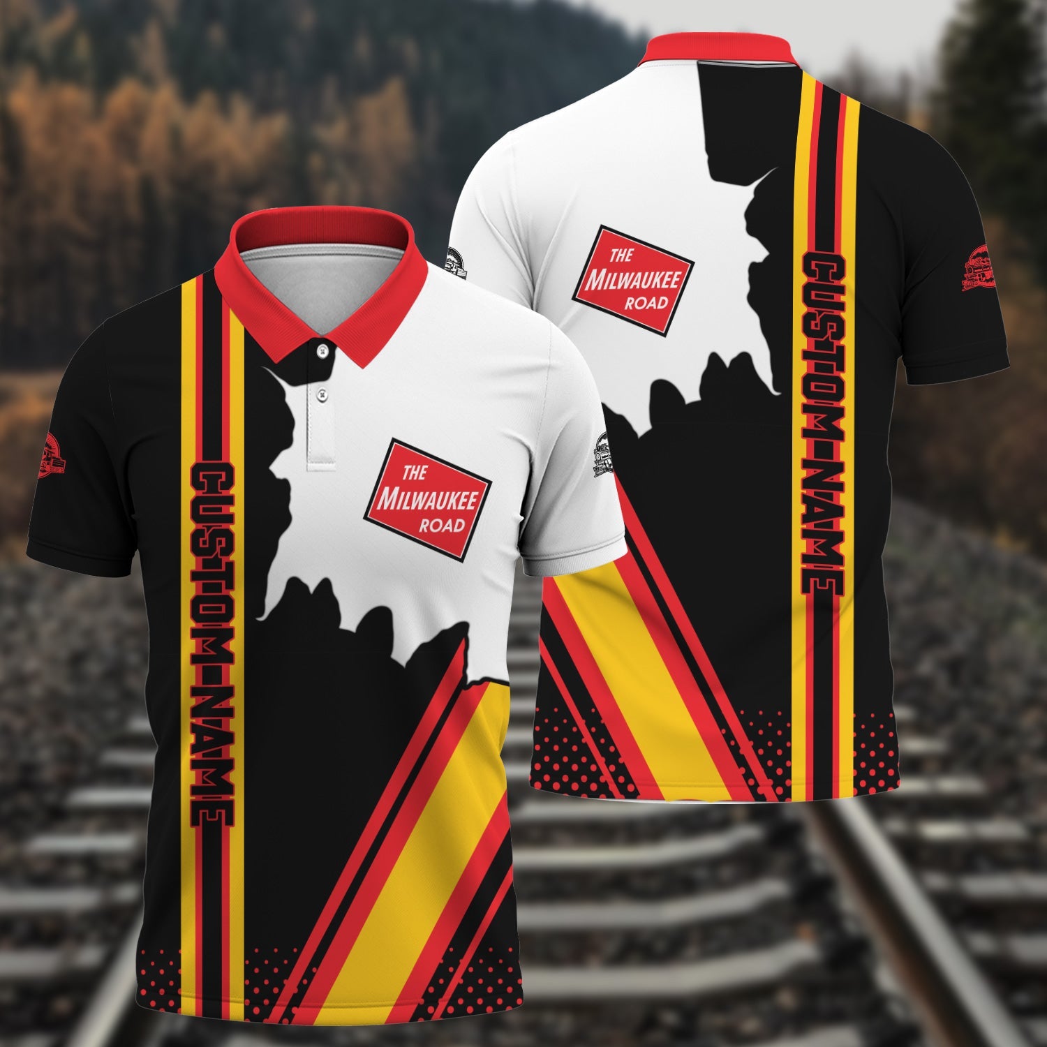 Railspirit Personalized Chicago, Milwaukee, St. Paul and Pacific Railroad Polo Shirt Milwaukee Road All Over Printed Unisex Shirt
