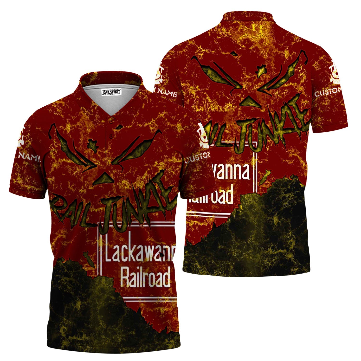 Railspirit Personalized Delaware, Lackawanna and Western Railroad Polo Shirt Torn Graphic Style DL&W Train Shirt For Rail Junkie