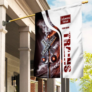 Railspirit Personalized Delaware, Lackawanna and Western Railroad Garden Flag Railroad Crossing Sign DL&W Flag All Over Print