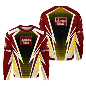 Railspirit Personalized Delaware, Lackawanna and Western Railroad Sweatshirt Lightning Graphic Style DL&W Shirt Gift Idea For Train Lover