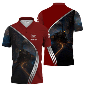 Railspirit Personalized Delaware, Lackawanna and Western Railroad Polo Shirt Steampunk Locomotive with Custom Year DL&W Train Shirt