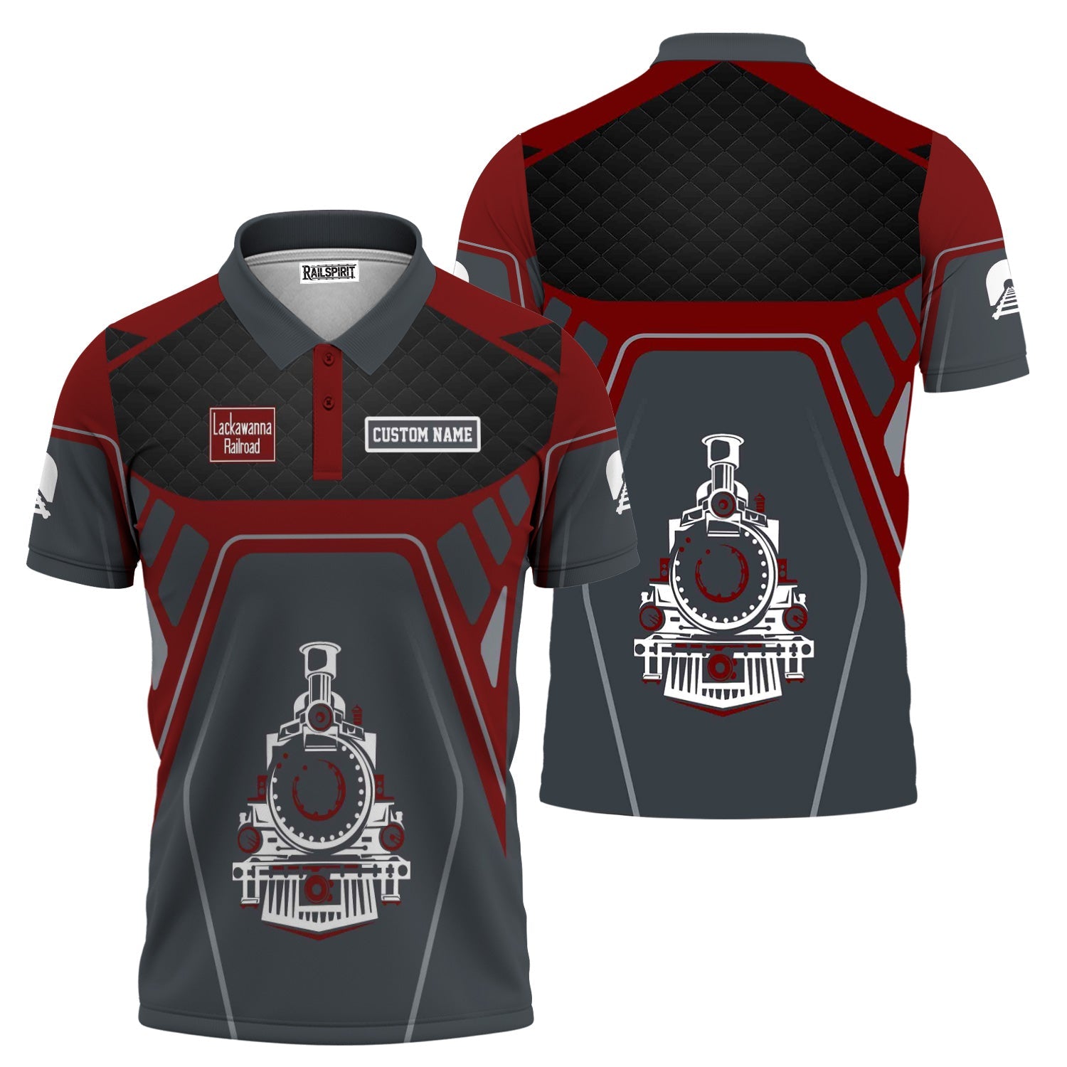 Railspirit Personalized Delaware, Lackawanna and Western Railroad Polo Shirt Steam Locomotive Engine Graphic DL&W Train Shirt All Over Print