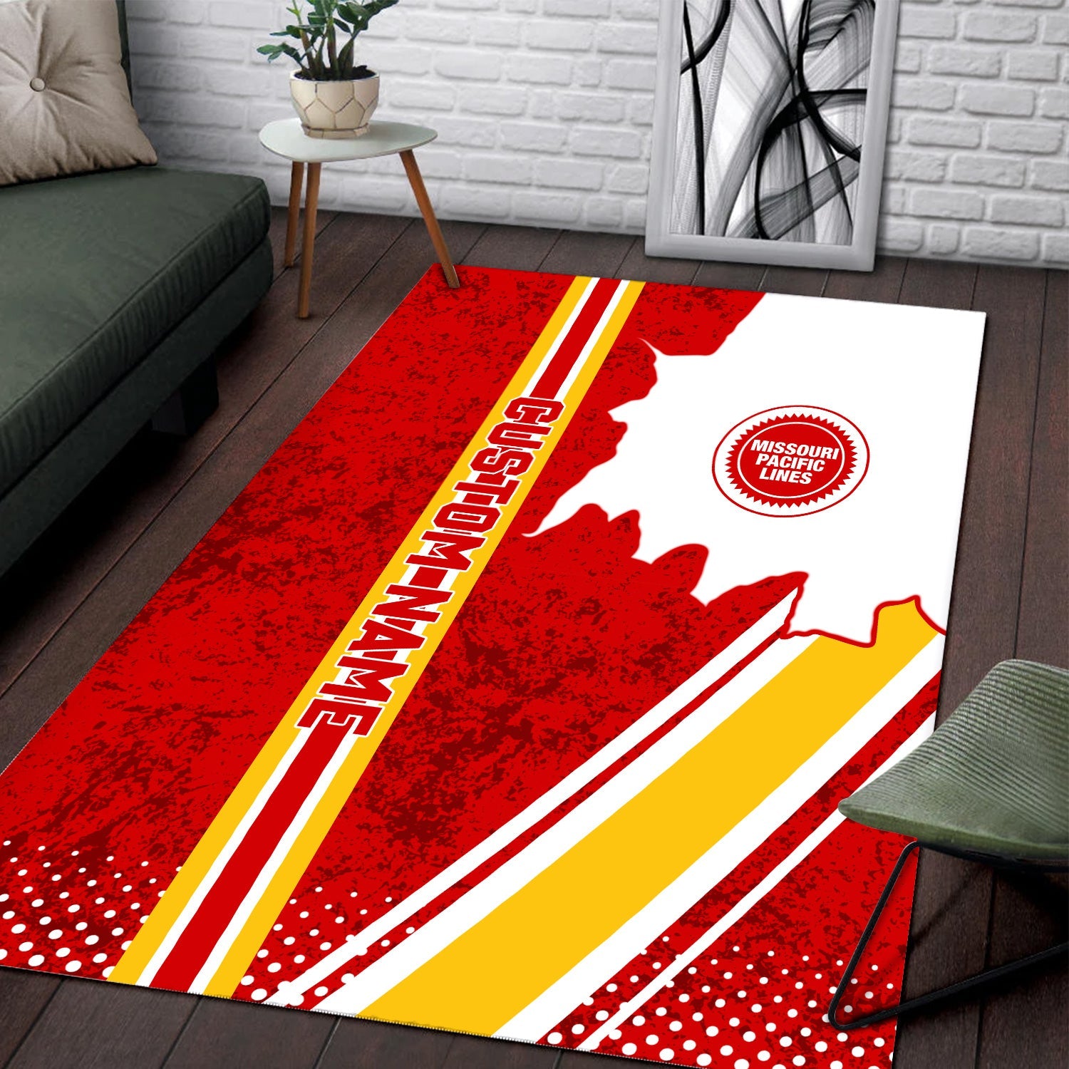 Railspirit Personalized Missouri Pacific Railroad Area Rug Vintage All Over Printed Rug