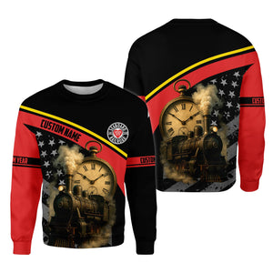 Railspirit Personalized Seaboard Air Line Railroad Sweatshirt Classic Steam Engine With Retro Pocket Watch Shirt All Over Print