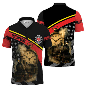 Railspirit Personalized Seaboard Air Line Railroad Polo Shirt Classic Steam Engine With Retro Pocket Watch Shirt All Over Print