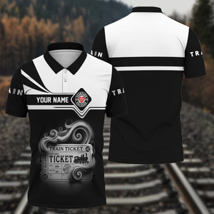 Railspirit Custom Name Seaboard Air Line Railroad Polo Shirt American Train Ticket Printed Shirt