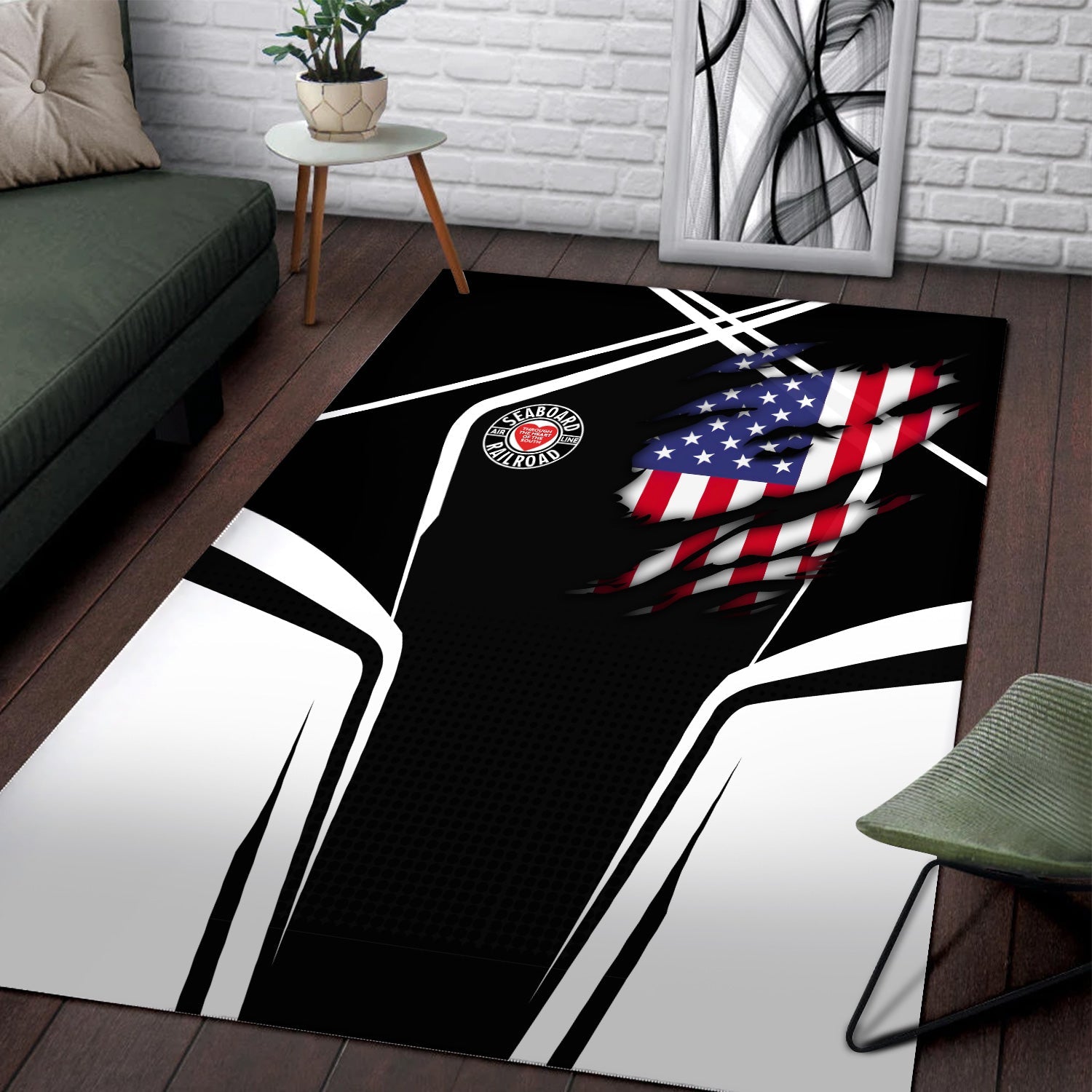 Railspirit Personalized Seaboard Air Line Railroad Area Rug American Eagle Vintage Train Rug