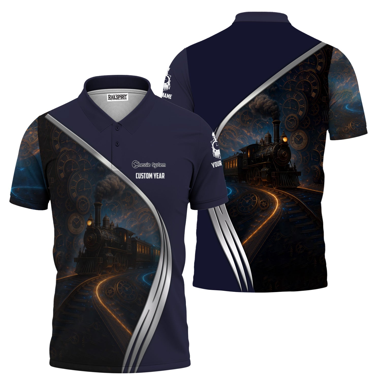Railspirit Personalized Chessie System Railroad Polo Shirt Steampunk Locomotive with Custom Year Train Shirt