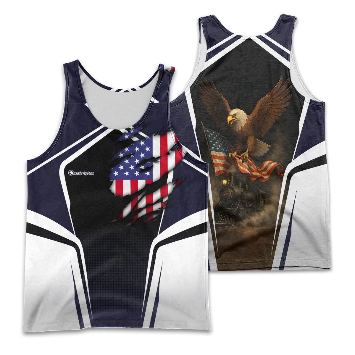 Railspirit Personalized Chessie System Railroad Men Tank Top American Eagle Vintage Train Shirt