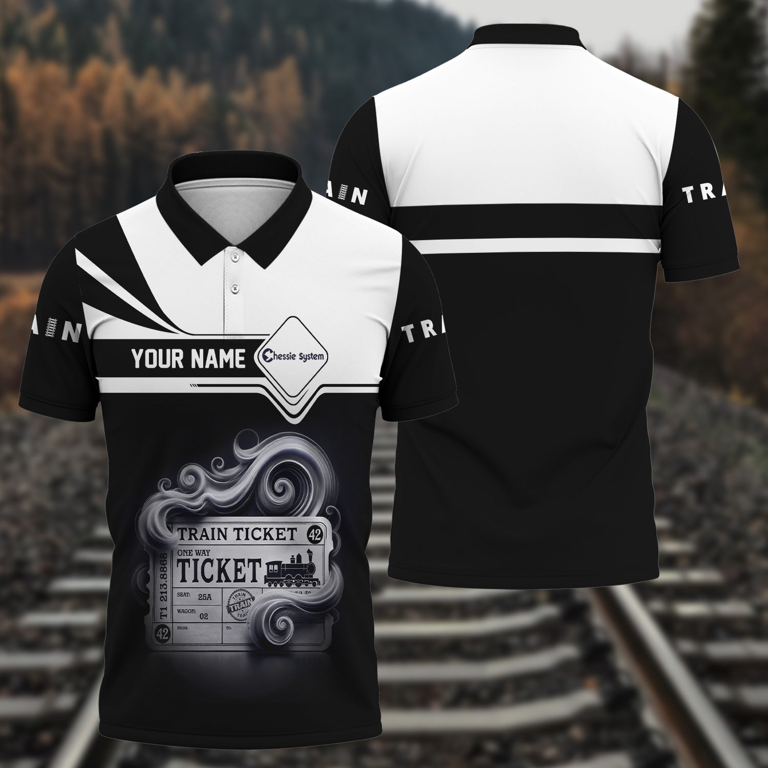 Railspirit Custom Name Chessie System Railroad Polo Shirt American Train Ticket Printed Shirt