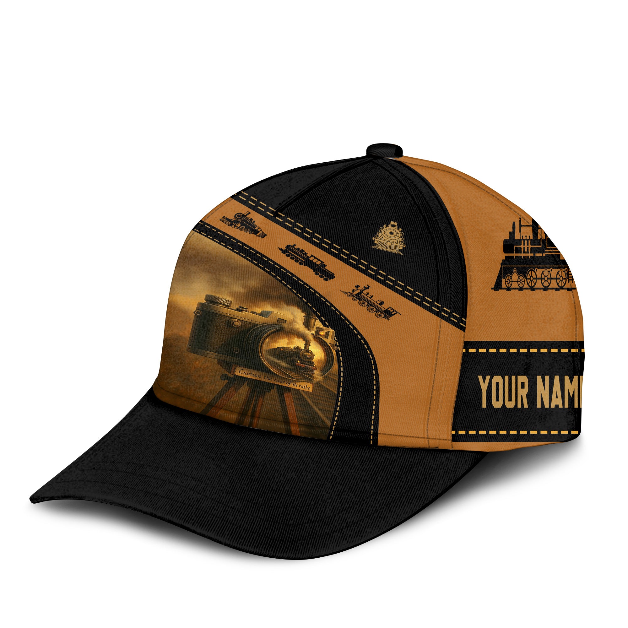 Railspirit Personalized Classic Cap Vintage Camera Capture the Roar of the Rails Train Cap for Train Enthusiast