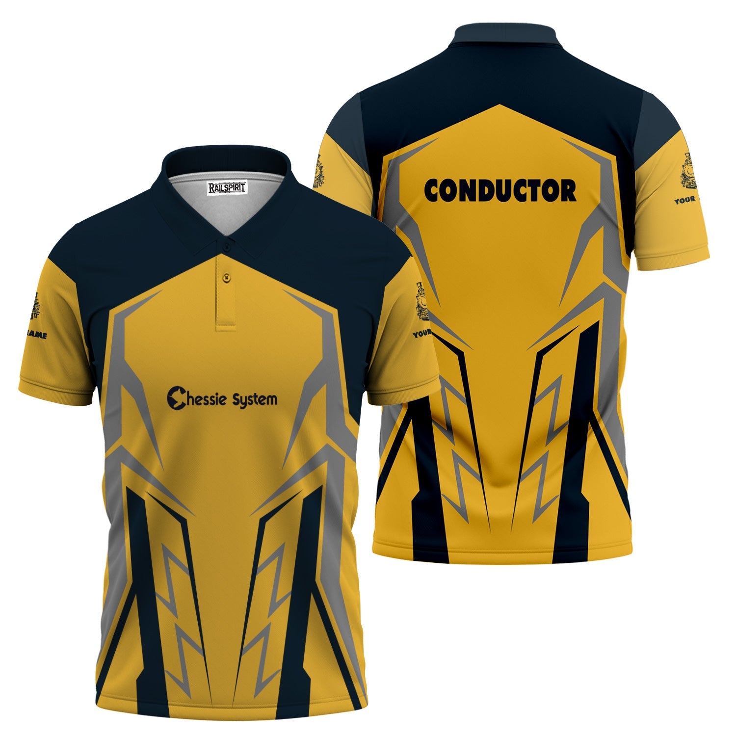 Railspirit Personalized Chessie System Railroad Polo Shirt Futuristic Design with Custom Job Train Shirt