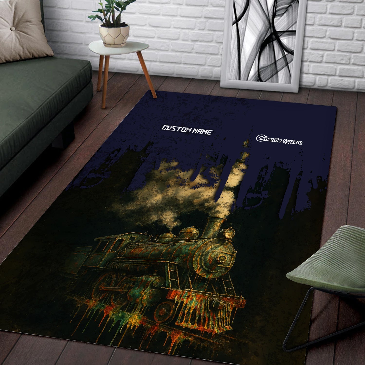 Railspirit Personalized Chessie System Railroad Area Rug Vintage Train Art Style Rug For Locomotive Fans