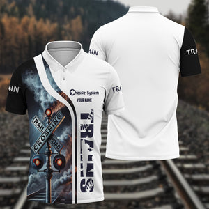 Railspirit Personalized Chessie System Railroad Polo Shirt Crossing Railroad Sign American Locomotive Train Shirt All Over Print