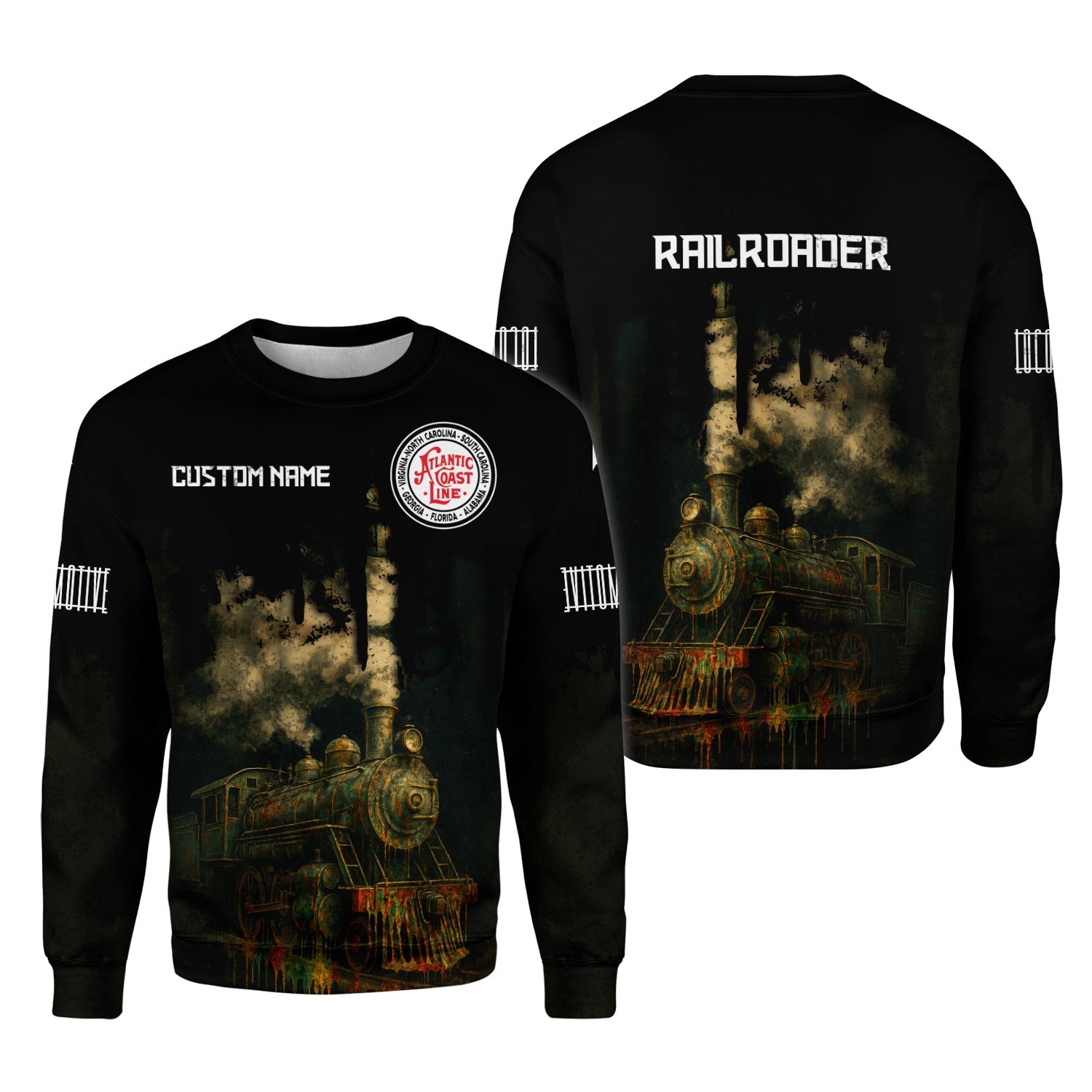 Railspirit Personalized Atlantic Coast Line Railroad Sweatshirt Vintage Train Art Style Shirt For Locomotive Fans