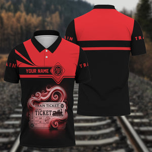 Railspirit Custom Name Atlantic Coast Line Railroad Polo Shirt American Train Ticket Printed Shirt