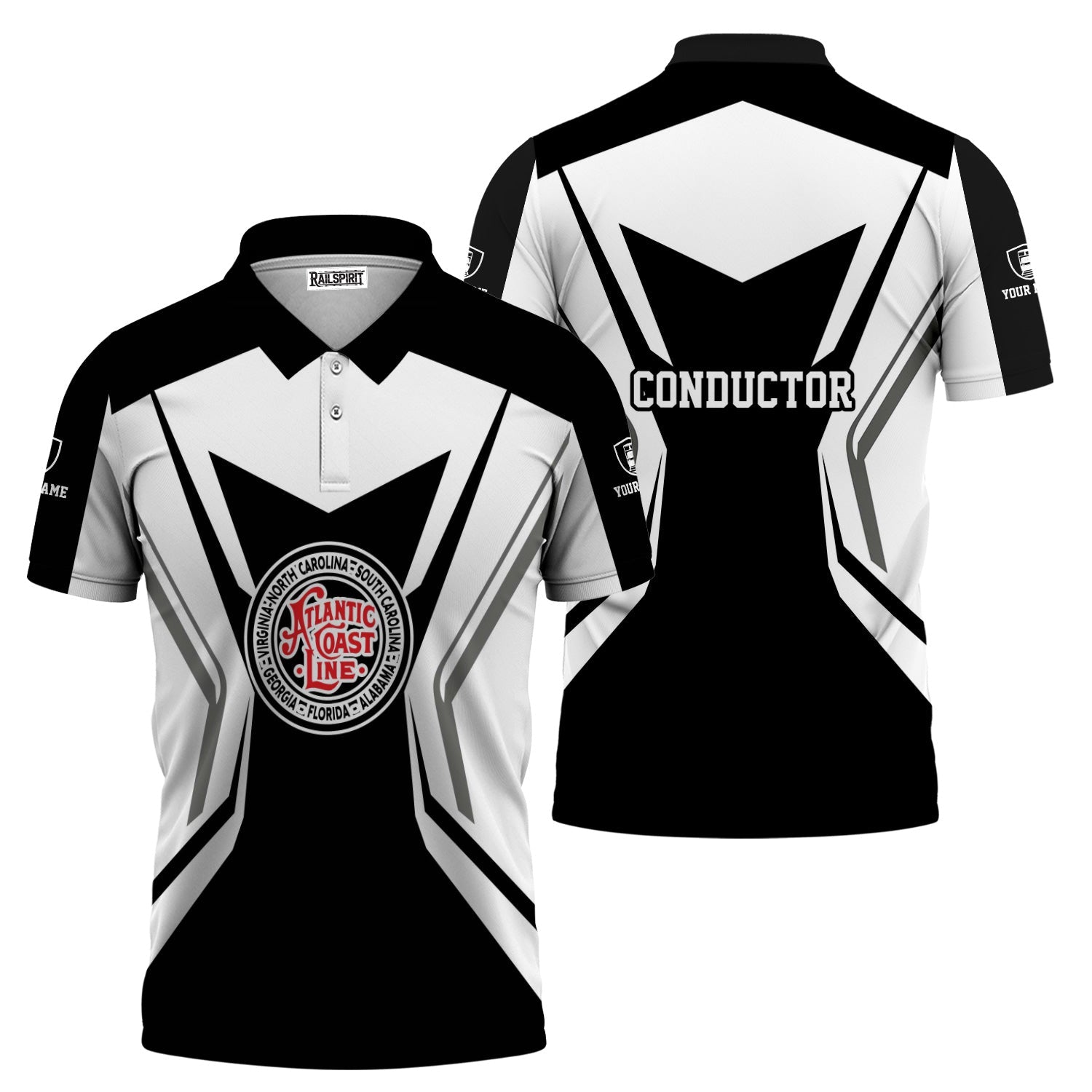 Railspirit Personalized Atlantic Coast Line Railroad Polo Shirt Unique Style with Custom Job Train Shirt