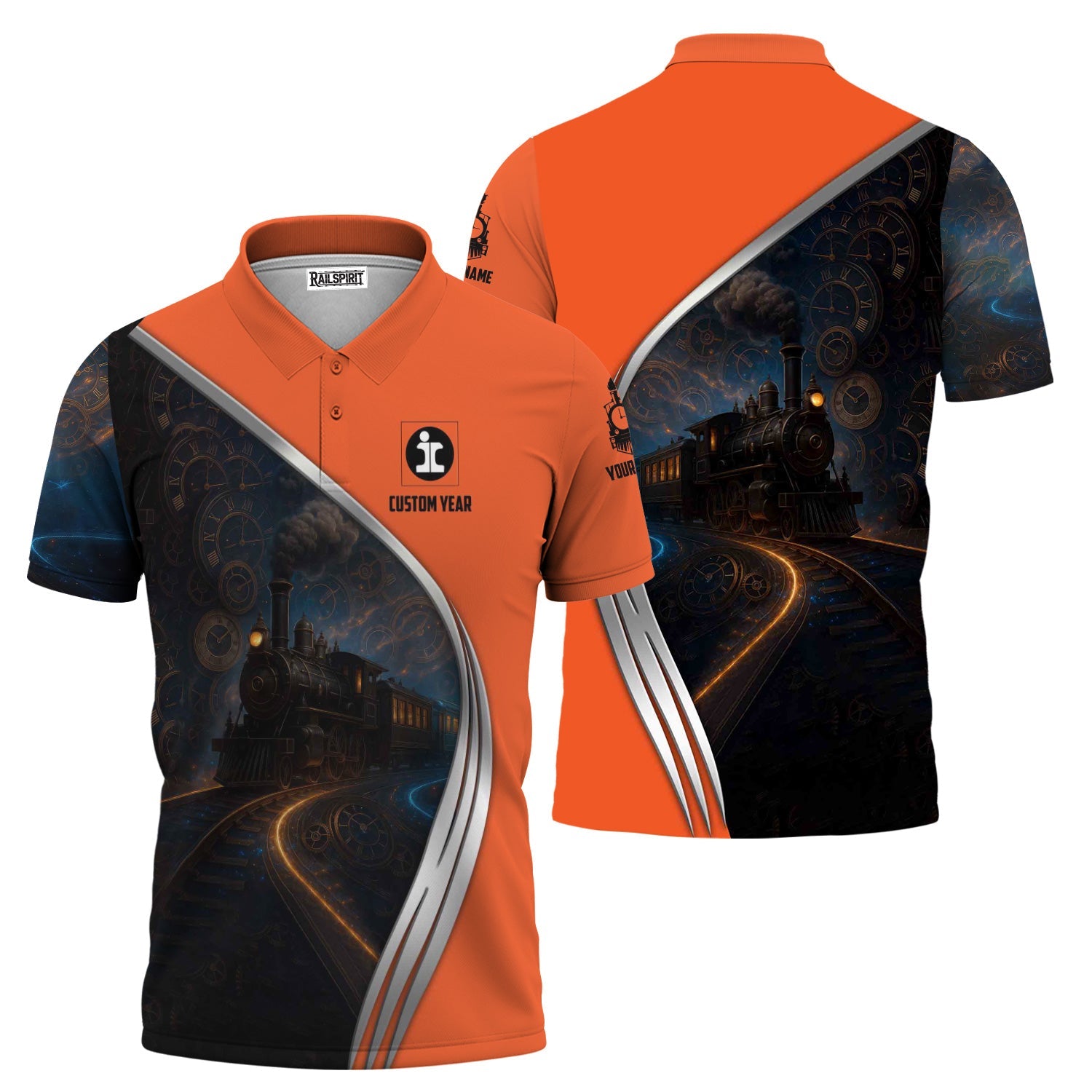 Railspirit Personalized Illinois Central Railroad Polo Shirt Steampunk Locomotive with Custom Year Train Shirt