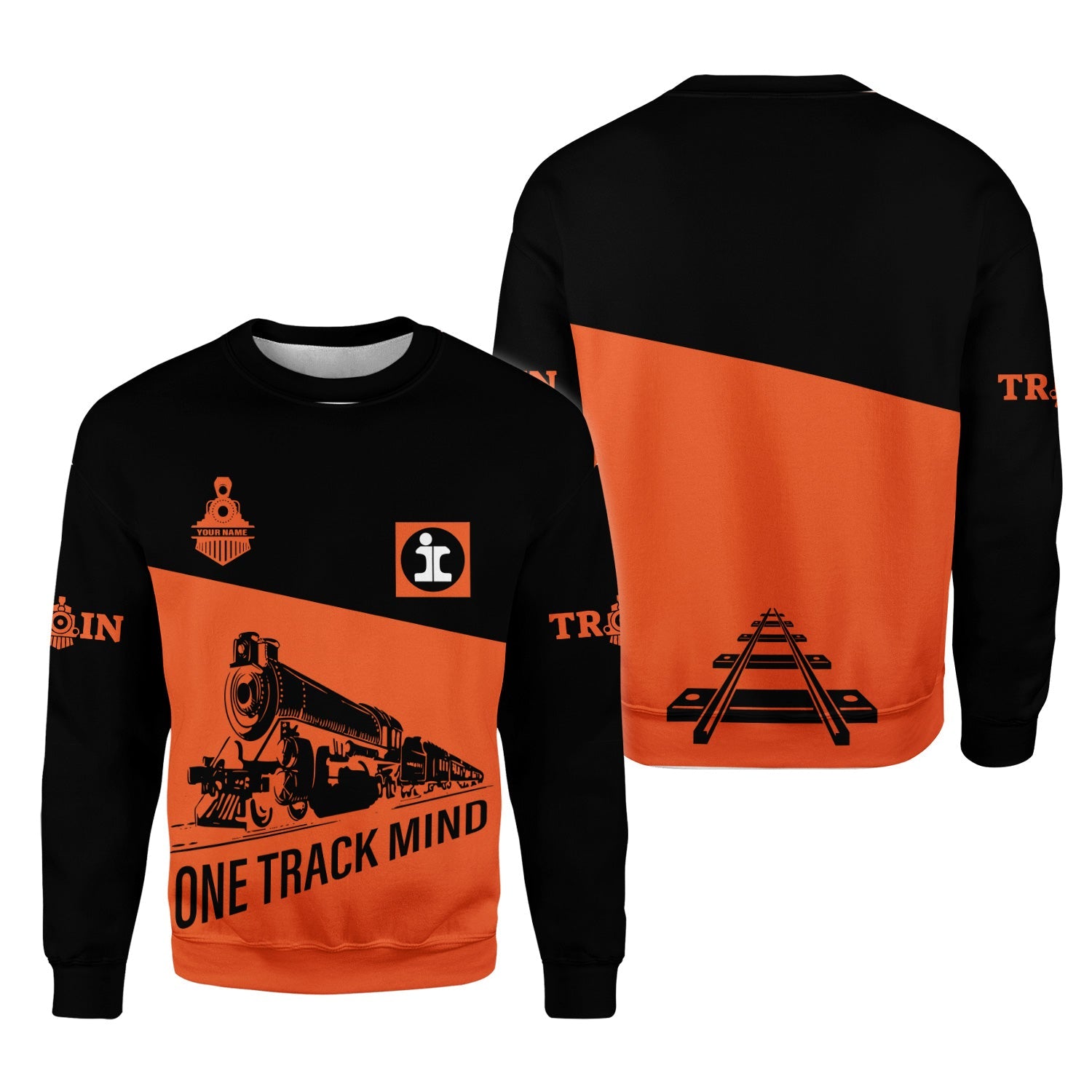 Railspirit Personalized Illinois Central Railroad Sweatshirt One Track Mind Train Sweater Gift Idea For Train Lover