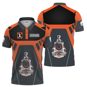 Railspirit Personalized Illinois Central Railroad Polo Shirt Steam Locomotive Engine Graphic Train Shirt All Over Print