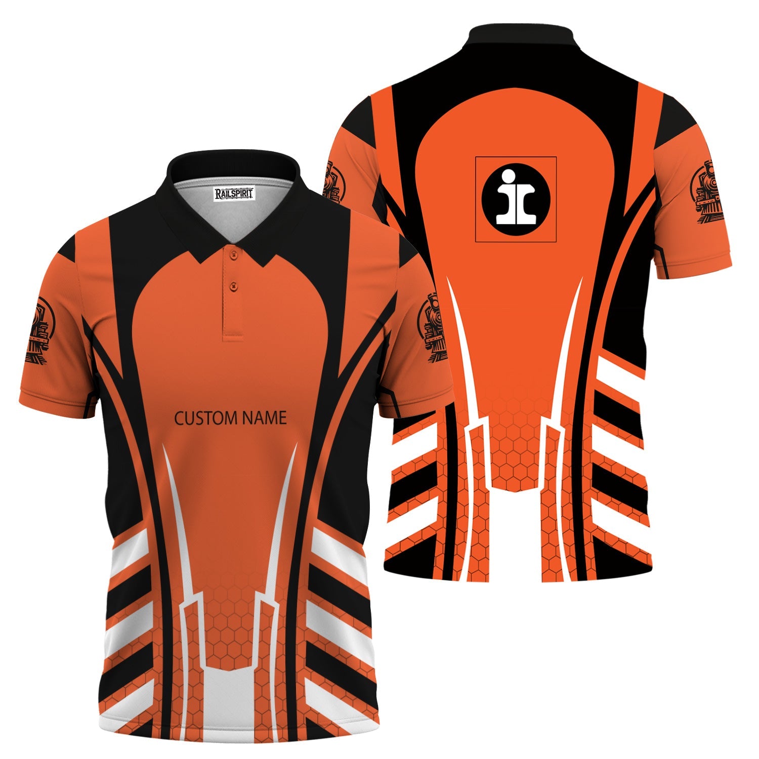 Railspirit Personalized Illinois Central Railroad Polo Shirt Striped Railroad Style Train Shirt All Over Print