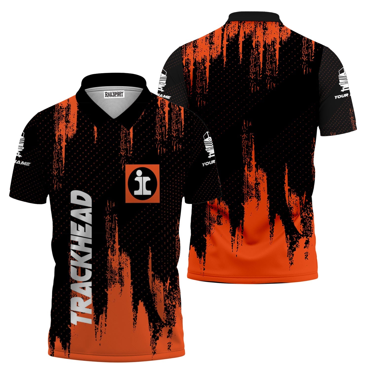 Railspirit Personalized Illinois Central Railroad Polo Shirt Paint Impact Design Train Shirt for Trackhead