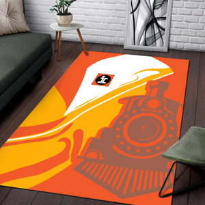 Railspirit Illinois Central Railroad Area Rug Flame-Inspired Style Rug Gift Idea For Train Lovers