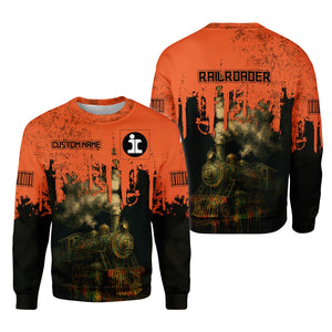 Railspirit Personalized Illinois Central Railroad Sweatshirt Vintage Train Art Style Shirt For Locomotive Fans