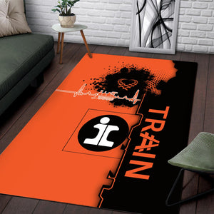 Railspirit Illinois Central Railroad Area Rug Engine Heartbeat and Track Love Style Rug Gift Idea For Train Lovers