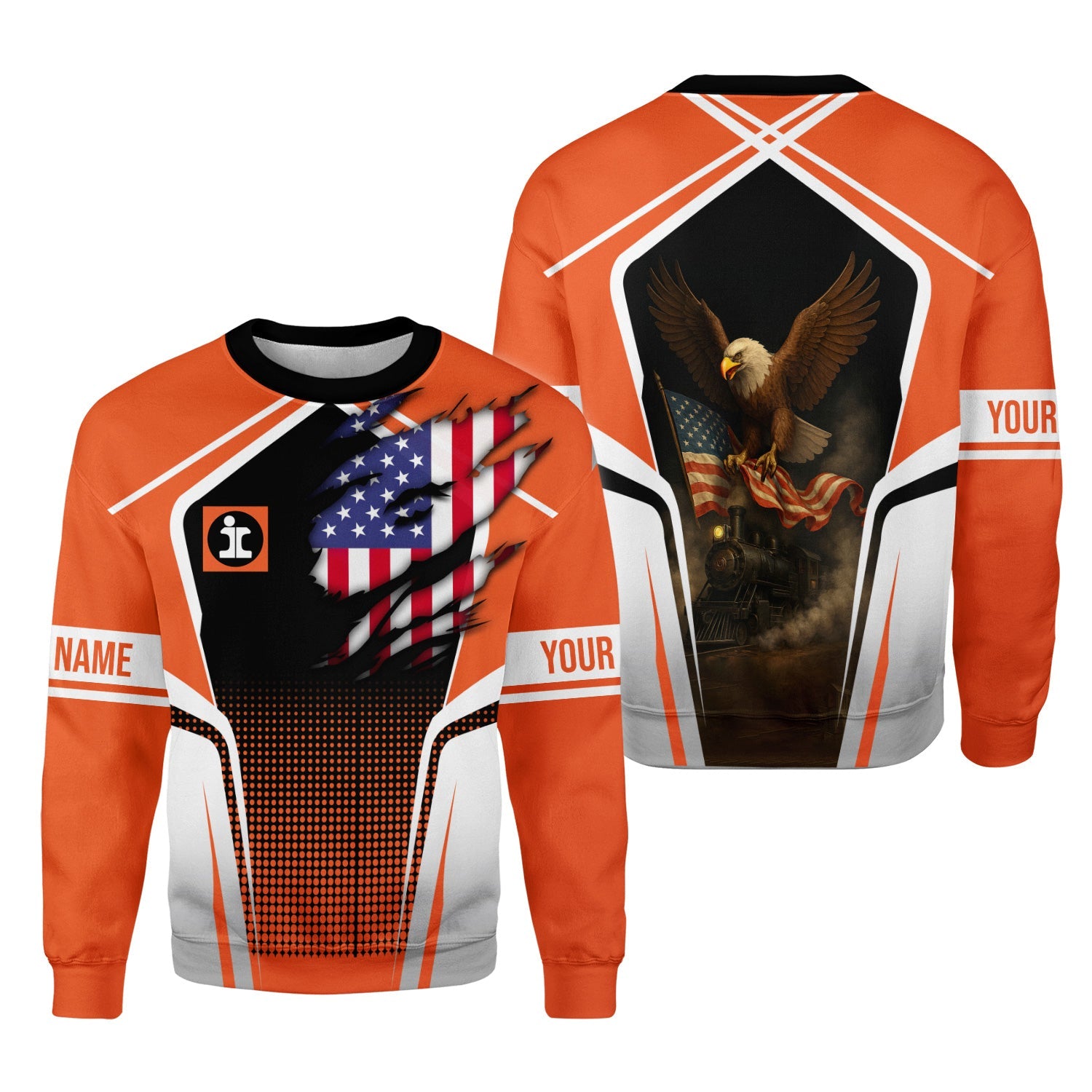 Railspirit Personalized Illinois Central Railroad Sweatshirt American Eagle Vintage Train Shirt