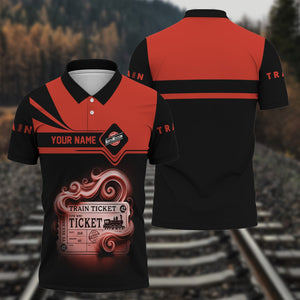 Railspirit Custom Name Chicago and North Western Railway Polo Shirt American Train Ticket Printed Shirt