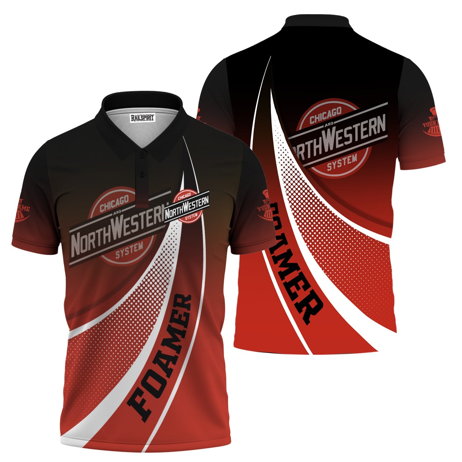 Railspirit Personalized Chicago and North Western Railway Polo Shirt Railway-Themed Style Shirt Gift Idea For Trainspotter