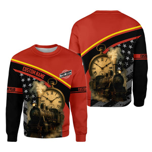 Railspirit Personalized Chicago and North Western Railway Sweatshirt Classic Steam Engine With Retro Pocket Watch Shirt All Over Print