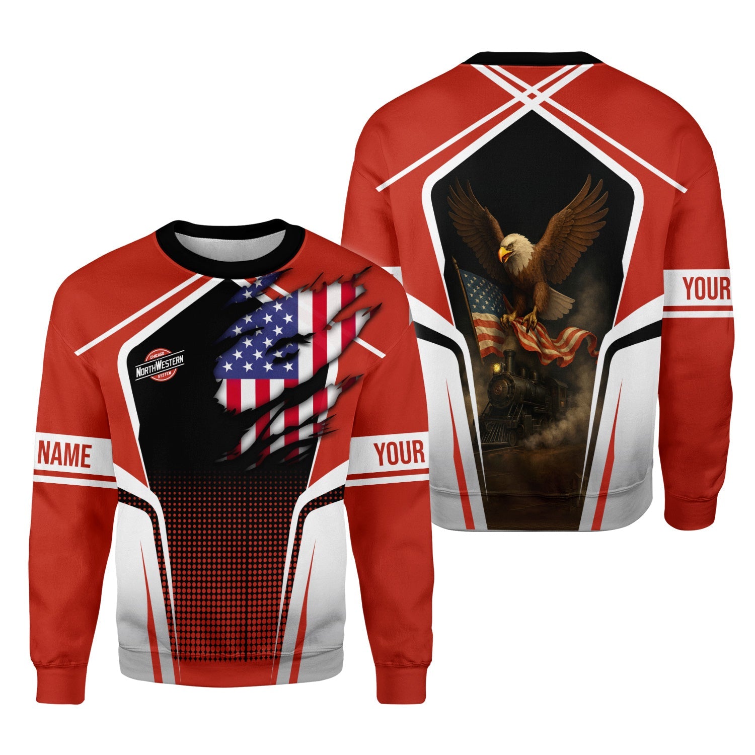 Railspirit Personalized Chicago and North Western Railway Sweatshirt American Eagle Vintage Train Shirt