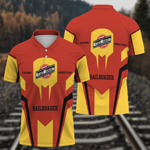 Railspirit Personalized Chicago and North Western Railway Polo Shirt Custom Year Railroader Shirt Gift Idea For Train Lover