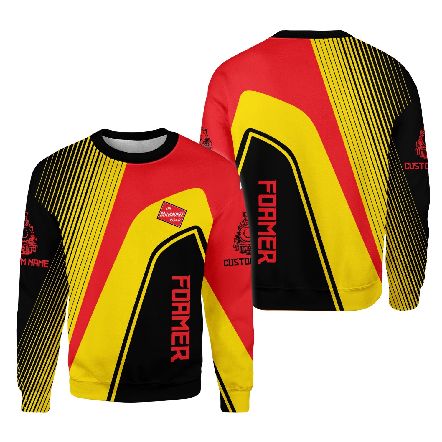 Railspirit Personalized Chicago, Milwaukee, St. Paul and Pacific Railroad Sweatshirt Vibrant Striking Style Milwaukee Road Shirt For Rail Enthusiasts