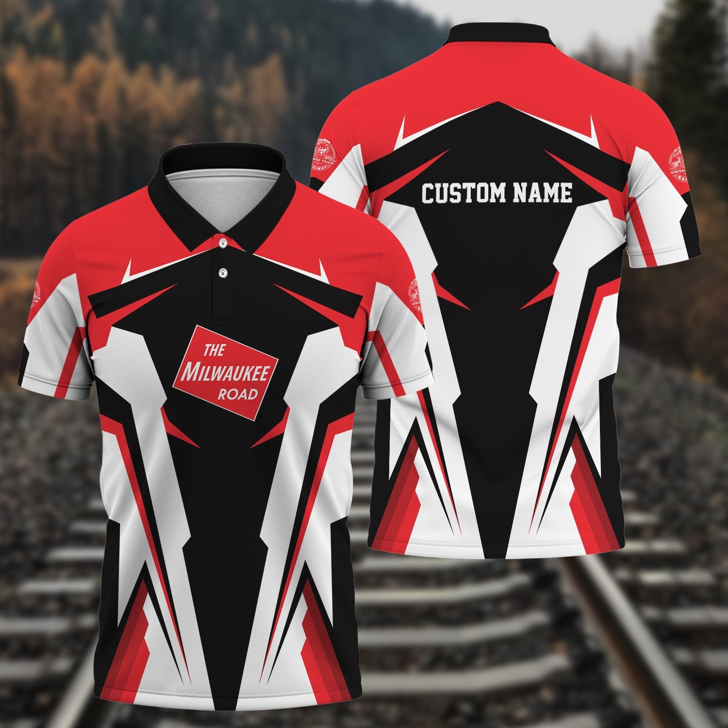 Railspirit Personalized Chicago, Milwaukee, St. Paul and Pacific Railroad Polo Shirt Milwaukee Road Strong Line Style Train Unisex Shirt All Over Print