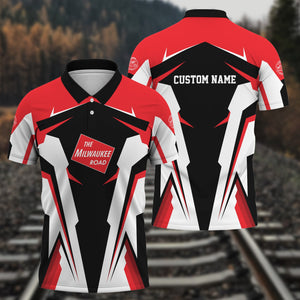Railspirit Personalized Chicago, Milwaukee, St. Paul and Pacific Railroad Polo Shirt Milwaukee Road Strong Line Style Train Unisex Shirt All Over Print