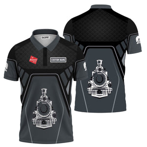 Railspirit Personalized Chicago, Milwaukee, St. Paul and Pacific Railroad Polo Shirt Steam Locomotive Engine Graphic Milwaukee Road Train Shirt