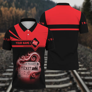 Railspirit Custom Name Chicago, Milwaukee, St. Paul and Pacific Railroad Polo Shirt American Train Ticket Milwaukee Road Printed Shirt