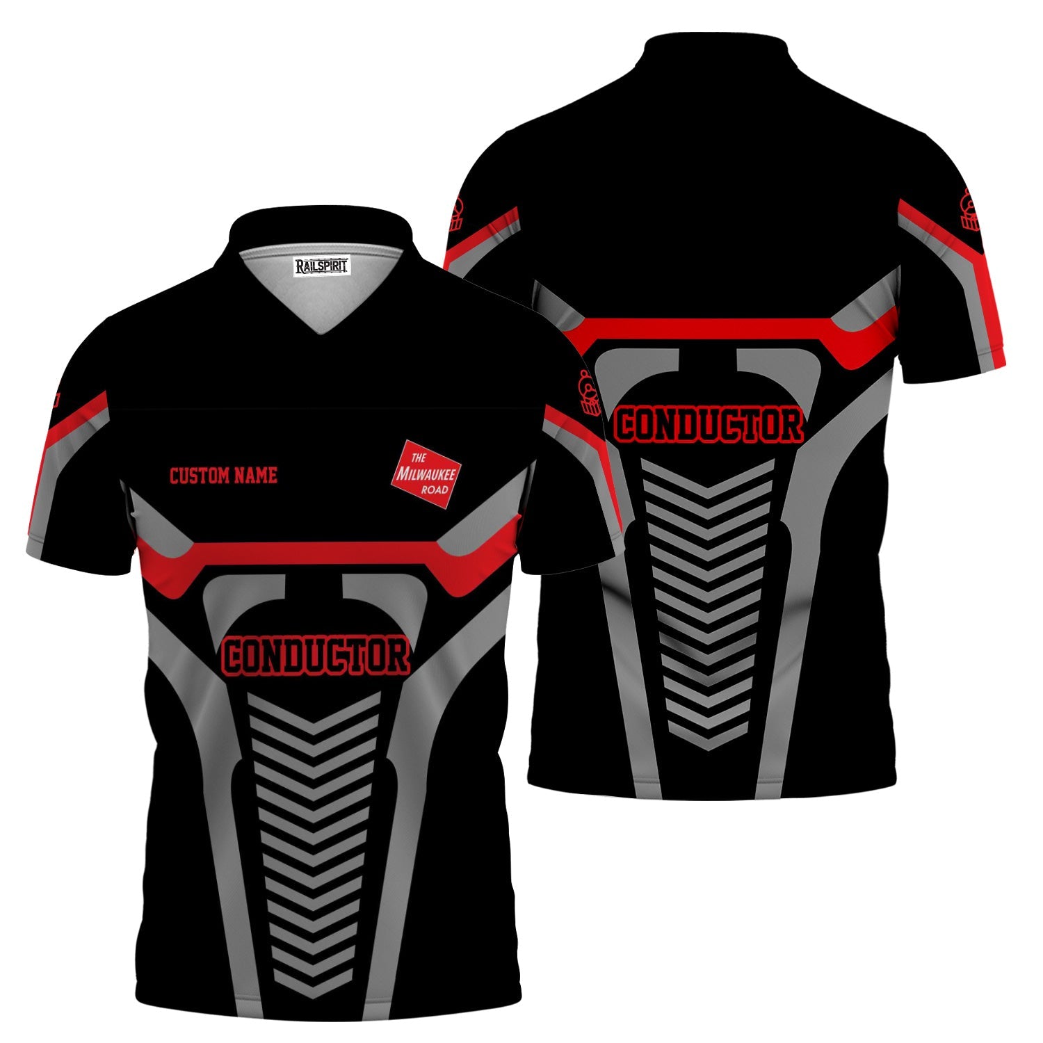 Railspirit Personalized Chicago, Milwaukee, St. Paul and Pacific Railroad Polo Shirt Track-Inspired Custom Job Position Milwaukee Road  Train Shirt
