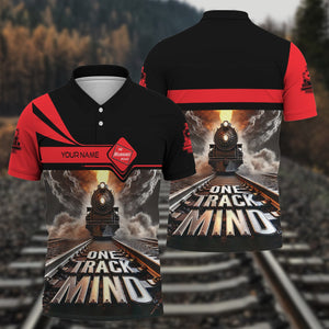 Railspirit Personalized Chicago, Milwaukee, St. Paul and Pacific Railroad Polo Shirt One Track Mind Milwaukee Road Train Printed Shirt
